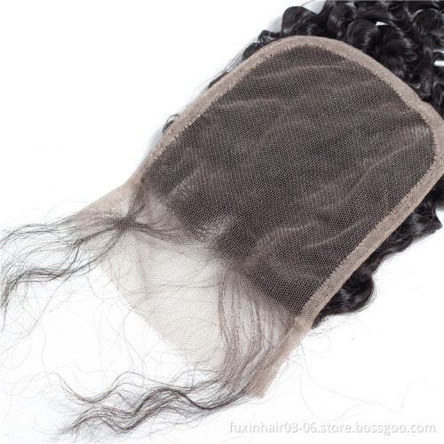 Xuchang fuxin products co 10a virgin deep wave wavy raw weave texture with closure cambodian curly hair